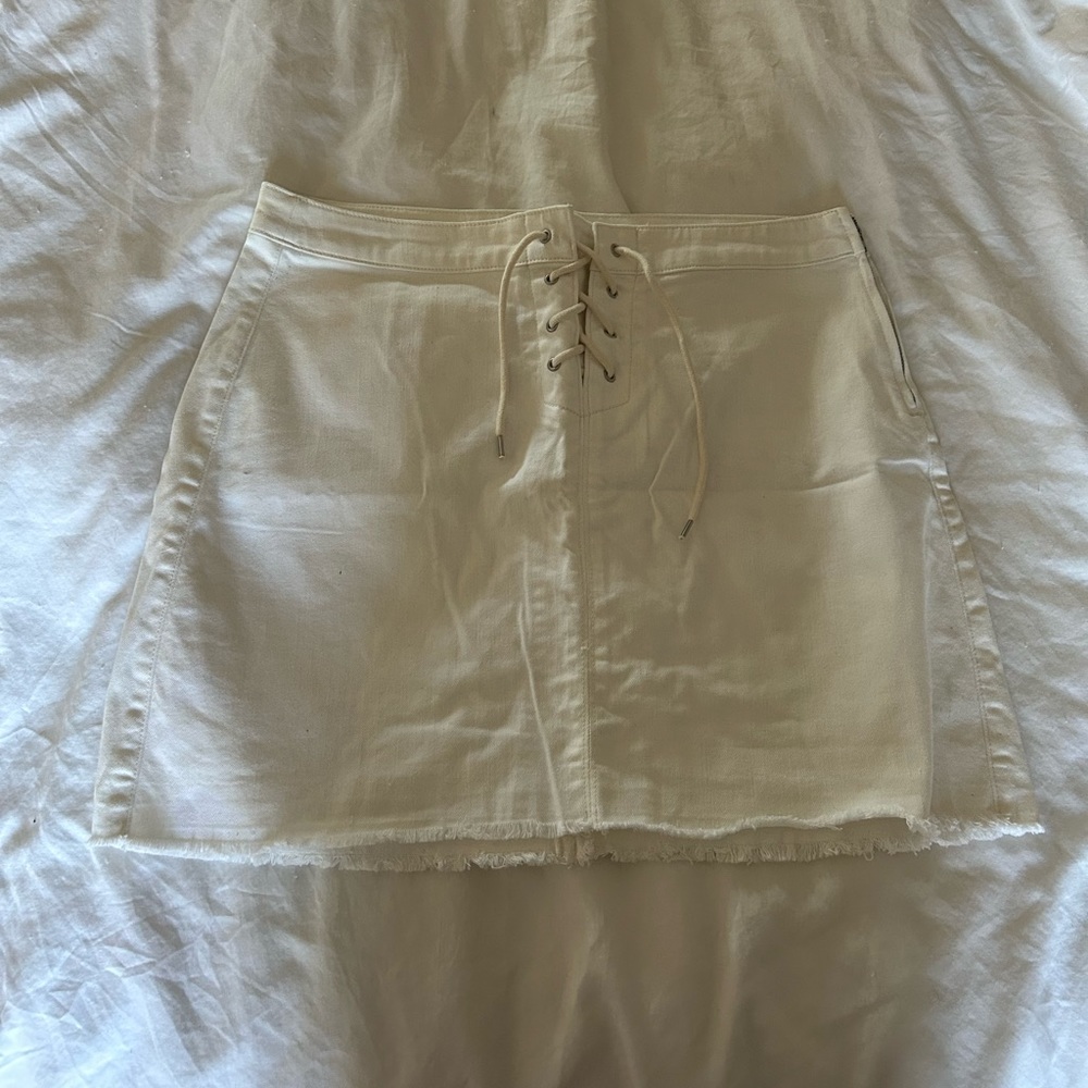 j crew mini skirt white denim